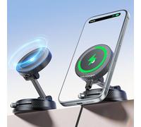 CloudValley Only for iPhone Magnetic Car Mount Charger [15W Fast Wireless Charging] Compatible with MagSafe, Super Strong Vacuum Suction, 360° Adjustable Foldable Stand for Car Dashboard/Windshield