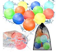 CloudValley Reusable Water Balloons, 12 Pcs Non-Magnet Self-Sealed Quick Fill Beach Toys with Mesh Bag, Latex-Free Silicone Splash Bomb, Outdoor Pool for Kids Adults, Summer Bath Party Game