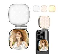 CloudValley Upgrade Magnetic Selfie Light with Mirror, 3-in-1 Portable LED Fill Light for iPhone & Android, Rechargeable Foldable Holder, Beauty Lighting for Video, Photo, Streaming & Recording, Black