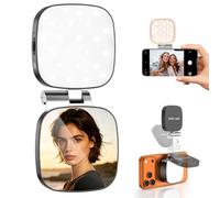 CloudValley Upgrade Magnetic Selfie Light with Mirror for iPhone, Black | 3-in-1 Portable LED Fill Light, Rechargeable Foldable Holder, Beauty Lighting for Video, Photo, Streaming & Recording
