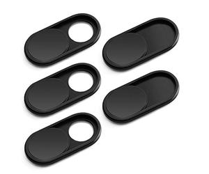 CloudValley Webcam Cover, 5 Pack 0.6mm-Thin Metal Web Camera Cover Sticker for MacBook Pro, Laptop, Mac, PC, iPad Pro, iPhone, Privacy Slide Cover [Black] …