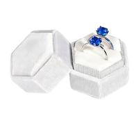 CloudWei SmartSelect 1 Pack Double Slot White Velvet Ring Box, Hex Trinket Box Holding 2 Rings- Perfect For Proposal, Engagement, Ceremony, Valentine & Wedding Gifts