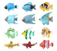 CloudWei SmartSelect 12 Pcs Tropical Fake Fish Figure Play Set Mini Sea Ocean Animals Vivid Simulation Plastic Fish Toys for Learning Educational Party Favors Landscape Aquarium Decorations