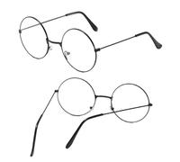 CloudWei SmartSelect 2 Pairs Round Glasses Classic Retro Glasses Black Circle Glasses Fancy Dress Cosplay Party Costume Photo Props Accessories for Adults