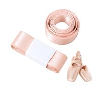CloudWei SmartSelect 2 Pcs Ballet Pointe Shoes Ribbons, Pink Ribbon Satin Pointe Shoe Elastic Laces For Women Girls, Light Pink Sew-on Ribbons For Ballet Flats, Stage Performance & Practice (2Mx2CM)