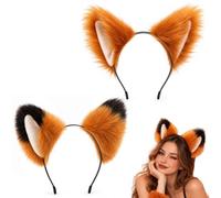 CloudWei SmartSelect Faux Fur Fox Ears Furry Ears Fox Cat Ears Wolf Ears Lion Ears Headband Hair Hoop Hairband Animal Ears Cosplay Costume for Parties Fox Headband Costume Stage Show