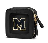 CLOUDWINGS Gifts for Women Clear Makeup Organizer Bag with Personalized Initial Letter Cosmetic Case Toiletry Bag Compact Car Bag Essentials for Travel, BlackM, Small