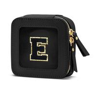 CLOUDWINGS Gifts for Women Clear Makeup Organizer Bag with Personalized Initial Letter Cosmetic Case Toiletry Bag Compact Car Bag Essentials for Travel, BlackE, Small