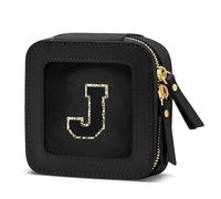 CLOUDWINGS Gifts for Women Clear Makeup Organizer Bag with Personalized Initial Letter Cosmetic Case Toiletry Bag Compact Car Bag Essentials for Travel, BlackJ, Small