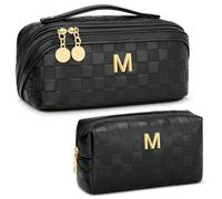 CLOUDWINGS Large Initial Makeup Bag, Black