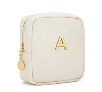 CLOUDWINGS Mini Initial Makeup Bag, Beige, 5x5x1.5 inches, A