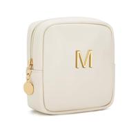 CLOUDWINGS Mini Initial Makeup Bag, Beige, 5x5x1.5 inches, M
