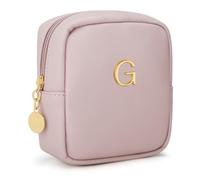 CLOUDWINGS Personalized Birthday Gifts for Women - Initial Makeup Bag Set Travel Toiletry Bag Cosmetic Bags Soft Waterproof PU Leather Makeup Pouch Travel Essentials (G, 1pc Pink)