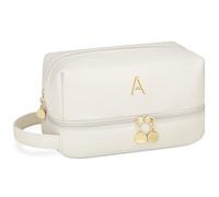 CLOUDWINGS Personalized Cosmetic Bag for Women, Beige, A, Elegant and Organized
