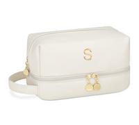 CLOUDWINGS Personalized Cosmetic Bag for Women, Beige, Small, Organized Elegance
