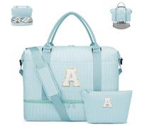 CLOUDWINGS Personalized Gifts Duffle Bag Initial Overnight Bags for Girls | Travel Weekender Bag with Shoe Compartment with Toiletry Bag
