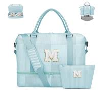 CLOUDWINGS Personalized Gifts Duffle Bag Initial Overnight Bags for Girls | Travel Weekender Bag with Shoe Compartment with Toiletry Bag