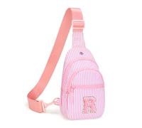 CLOUDWINGS Personalized Initial Sling Bag Gifts for Girls, Fanny Pack Purse for Kid Birthday Gift, Pink, R
