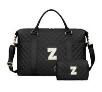CLOUDWINGS Personalized Initial Weekender Bags for Women, Travel Duffle Overnight Carry On Hospital Bag with Toiletry Bag, Gift for Daughter Kid Girl Wife, Black, Z
