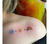 Cloudy And Rainy Days Are Equivalent To Rainbow Collarbone Shoulder Colored Temporary Tattoo Stickers, Waterproof And Durable,fake Tattoos