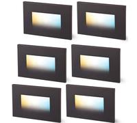 CLOUDY BAY Dimmable Upgraded 3 Color 120V LED Indoor Outdoor Step Lights,3000K/4000K/5000K 3W 55lm,Stair Light,Oil Rubbed Bronze,6 Pack