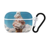 Cloudy Ice Cream AirPods Pro 2 Case Cover, Shockproof Hard Shell Protective Case for Women Men, Compatible with Airpod Pro Case 2nd/1st Generation with Keychain-White