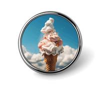 Cloudy Ice Cream Button Pin Personalized Metal Lapel Pins Badges Classic Round Brooch Pin Novelty Unique Enamel Pins Cute Funny Pinback Button Badge for Jackets Backpacks Bags Coat