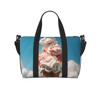 Cloudy Ice Cream Travel Tote Bag Unisex, Water-Resistant Weekend Gym Bag, Large Capacity Adjustable Shoulder Strap Travel Bag