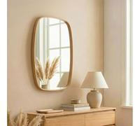 cloudy large glass wall mirror with solid oak wood frame