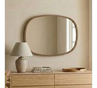 cloudy large glass wall mirror with walnut solid wood
