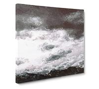 Cloudy Mountain Modern Canvas Wall Art Print Ready to Hang, Framed Picture for Living Room Bedroom Home Office Décor, 20x20 Inch (50x50 cm)