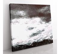 Cloudy Mountain Modern Canvas Wall Art Print Ready to Hang, Framed Picture for Living Room Bedroom Home Office Décor, 50x50 cm (20x20 Inch)