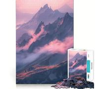 Cloudy Mountain Peaks Jigsaw Puzzles 1000 Piece for Teenagers Focus Skill Indoor Fun Fun Challenge Home Decor (38x26cm)