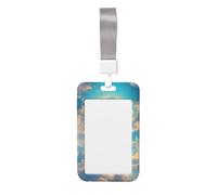 Cloudy Sky Card Badge Holder.Sliding Badge Holder with Lanyard, Printed Work ID Card Case