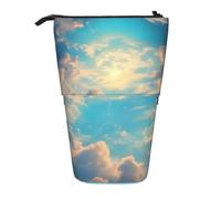 Cloudy Sky Expandable Stand Pencil Pouch, Multi-Design Oxford Fabric, Adjustable Height, Multi-Use Cosmetic Bag