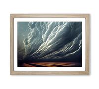 Cloudy Sky Over Land Framed Wall Art Print A2 Oak