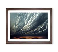 Cloudy Sky Over Land Framed Wall Art Print A2 Walnut