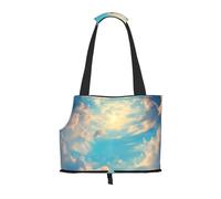 Cloudy Sky Pet Carrier Bag-Foldable Travel Tote For Small Dogs Cats, Portable Soft Sided Pet Crate With Seatbelt For Cat Puppy