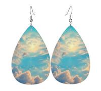 Cloudy Sky Teardrop Leather Earrings, Women'S Accessories, Versatile Earrings Suitable For Commuting And Travel.