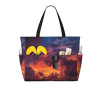 Cloudy Sunset Sky Print Large Waterproof Beach Tote Bag for Women with Zip and Pockets Foldable Handbag for Travel Pool Shopping Holiday Gym