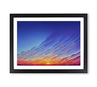 Cloudy Sunset Vol.2 Framed Print | A3 Black Framed Wall Art | Ready to Hang | Modern Landscape Picture | Living Room Bedroom Lounge Office
