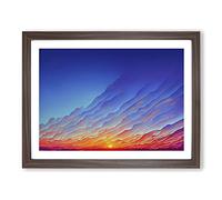 Cloudy Sunset Vol.2 Framed Print | A3 Walnut Framed Wall Art | Ready to Hang | Modern Landscape Picture | Living Room Bedroom Lounge Office