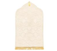 CloudYida Muslim Padded Prayer Mat, 65 x 115cm Soft Flannel Prayer Area Rug for Daily Salah and Meditation, Turkish Praying Carpet with Non-Slip Dots, Ramadan Gifts for Men Women (Beige)
