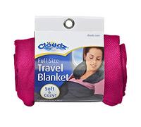 Cloudz Cozy Compact Airplane Travel Blanket for Your Flight, Car, Camping, Home or Comforting Warmth Anywhere! - Fuchsia