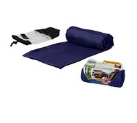 Cloudz Extra Large Airplane Travel Blanket for Your Flight, Car, Camping, Home or Comforting Warmth Anywhere! Includes Warm Cozy Pockets for Your Feet and a Travel Bag - Navy Blue