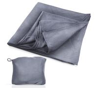 Cloudz Super Soft Jersey Airplane Travel Blanket for Your Flight, Car, Camping, Home or Comforting Warmth Anywhere! Large in Size at 50"x 50" and Includes a Bag! - Heather Grey