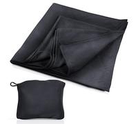 Cloudz Super Soft Jersey Airplane Travel Blanket for Your Flight, Car, Camping, Home or Comforting Warmth Anywhere! Large in Size at 50"x 50" and Includes a Bag! - Black