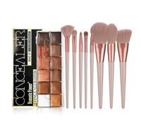 Clouparto 12 Colors Makeup Palette, Highlighting Cream Contour Palette Concealer Full Coverage +8 Pcs Blush Foundation Powder Eye Shadows Makeup Brushs