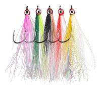 Clouser Minnow Fly Fishing Flies, Streamer Wet Salmon Trout Steelhead Jig Hooks Sea Bass Striper Flounder Fly Fishing Lures Saltwater Freshwater, Mixed Colors, 5pcs
