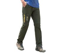 CLOUSPO Men's Outdoor Trousers Two Parts Removable Sun Protection Quick Drying Hiking Trousers Functional Trousers with Belt, Green, S
